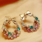 Colorful Rhinestone Bowknot Ear Stud