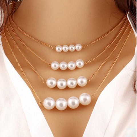 Multilayer Bohemian Size Pearl Necklace