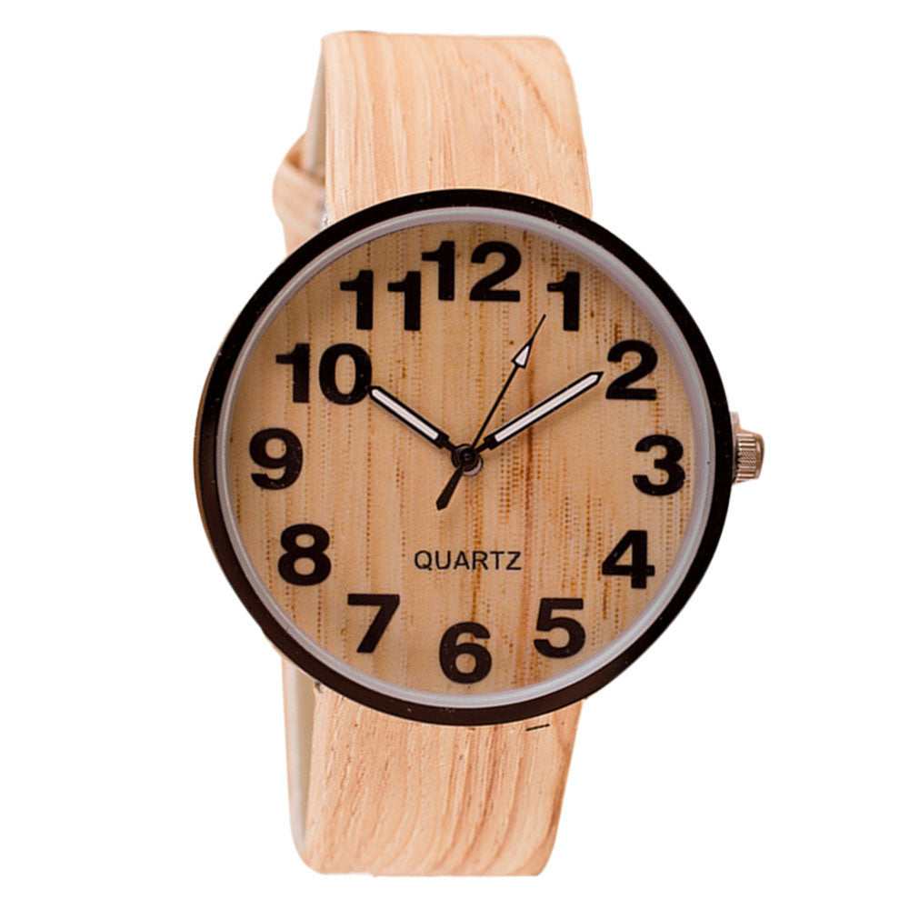 Wood Grain Leather Quartz Watch