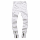 Mens Ripped Slim Jeans Hiphop Pants