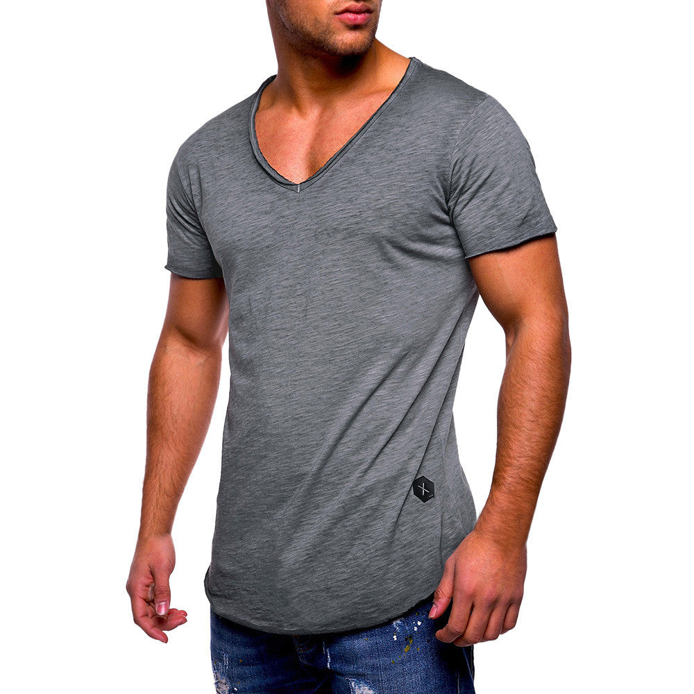 V Neck Muscle Cotton Tops Shirts