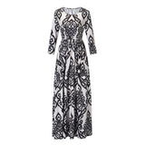 Print Three Quarter Sleeve Long Maxi